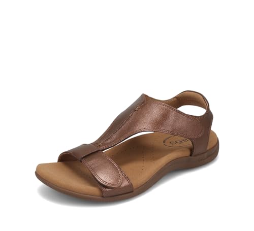 Taos The Show Premium Leather Women's Sandal - Experience Everyday Style, Comfort, Arch Support, Cooling Gel Padding and an Adjustable Fit for Exceptional Walking Comfort