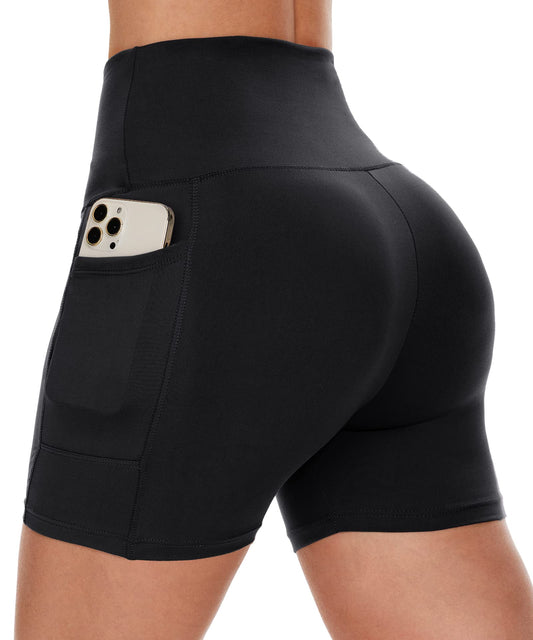 CAMPSNAIL Biker Shorts Women with Pockets - 3"/5"/8" High Waisted Workout Spandex Tummy Control Gym Running Yoga Shorts