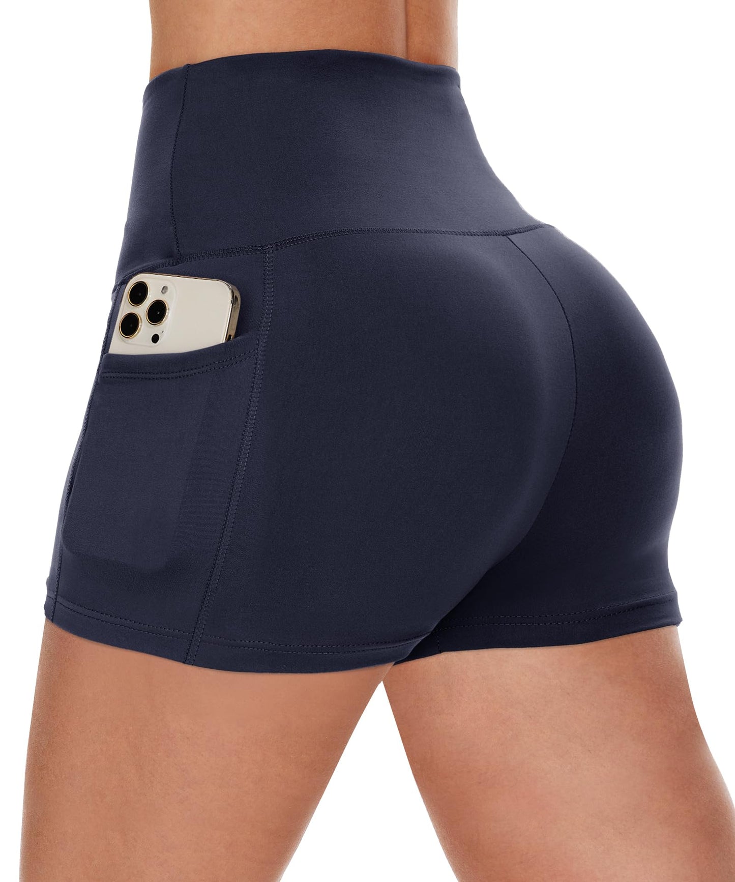 CAMPSNAIL Biker Shorts Women with Pockets - 3"/5"/8" High Waisted Workout Spandex Tummy Control Gym Running Yoga Shorts