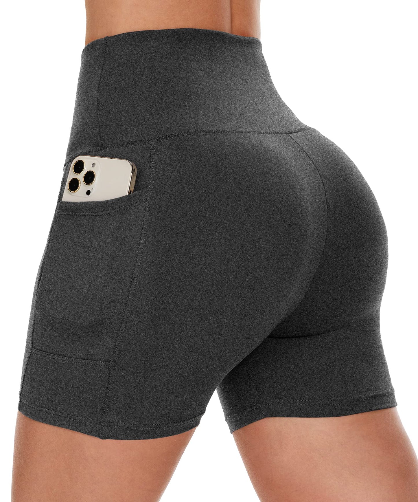 CAMPSNAIL Biker Shorts Women with Pockets - 3"/5"/8" High Waisted Workout Spandex Tummy Control Gym Running Yoga Shorts